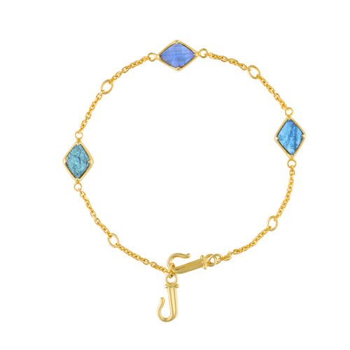 Image of 9ct Gold Three Wishes Labradorite Adjustable Bracelet - Juraster