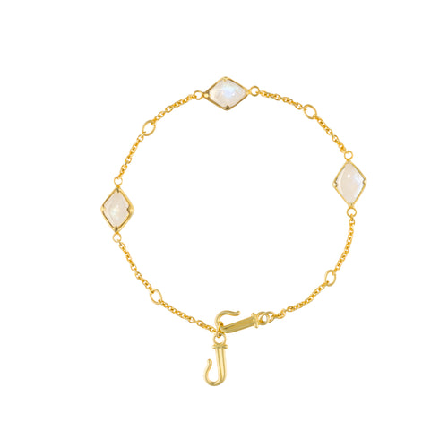 Image of 9ct Gold Rainbow Moonstone Adjustable Bracelet - Juraster