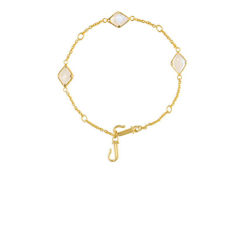 14ct gold versatile transformable bracelet with moonstones by Juraster