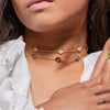 Image of 9ct Gold Rainbow Moonstone Adjustable Bracelet worn as a Transformable Choker - Juraster