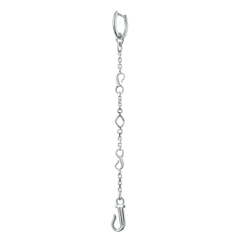 Front view of Sterling Silver Discovery Dangle Charm with Sterling Silver Hoop Earring - Juraster