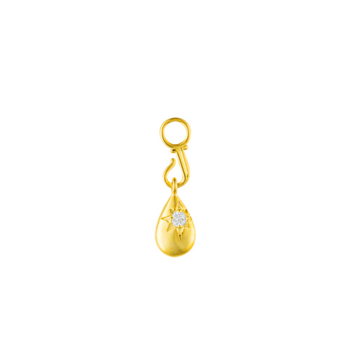 Image of 9ct Gold Star Diamond Earring Charm with Engraved Star - Juraster