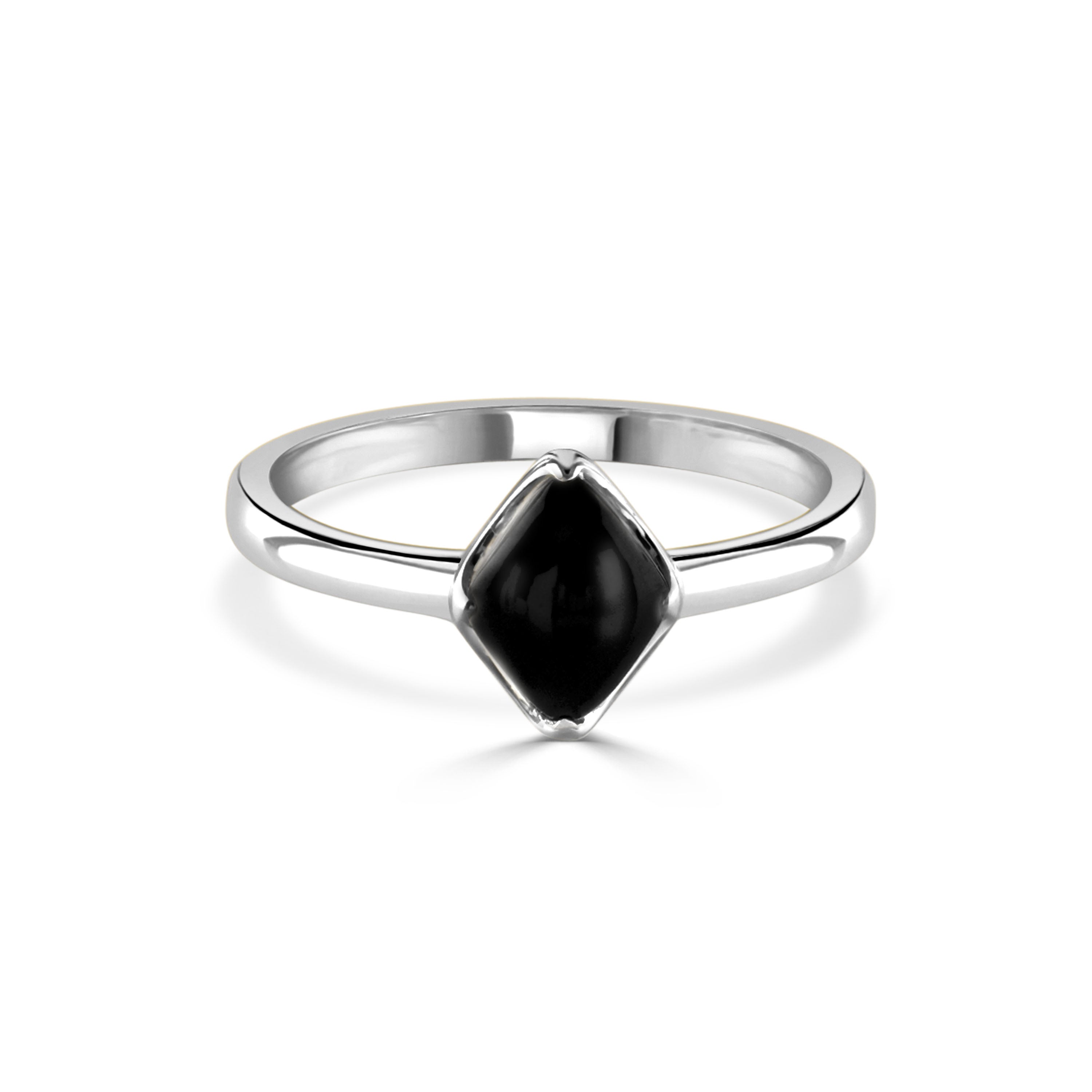 Black Onyx Stacking Ring in Fairmined Silver | Juraster UK
