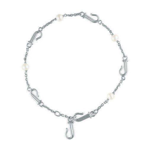 Image of 14ct White Gold Touchstone Pearl Adjustable Bracelet - Juraster