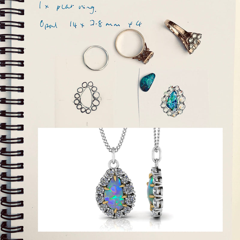 Opal as a pendant in necklace and ring