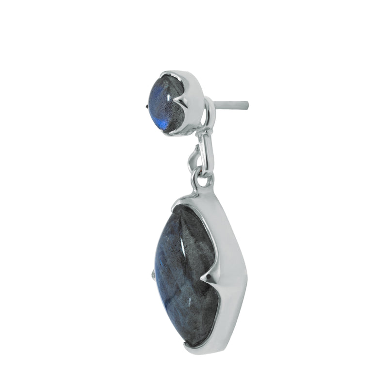 Side view of Adventure Charm with Labradorite - White Gold