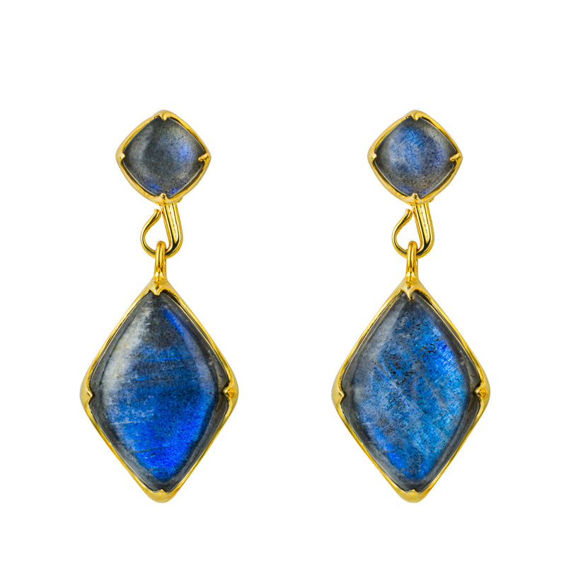 Front view of Adventure Charm with Labradorite - Gold