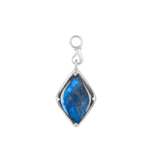 Front view of Adventure Charm with Labradorite - White Gold