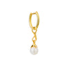 Side view of 9ct Gold Akoya Pearl Drop Earring Charm with Classic Hoop- Juratser