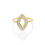 Front view of Compass Ring - Diamonds & Gold