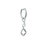 image of Sterling Silver Diamond Shape Earring Charm with Silver Hoop Earring - Juraster