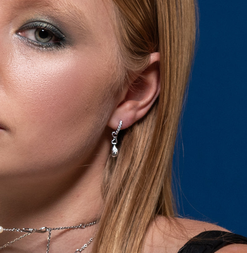 Image of Anchor Hoop - Diamonds & White Gold