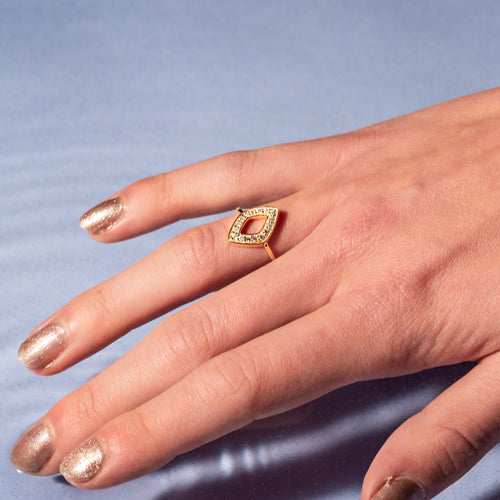 Image of Compass Ring - Diamonds & Gold