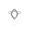 Front view of Sterling Silver Versatile Diamond-Shape Compass Ring- Juraster