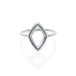 Front view of Sterling Silver Versatile Diamond-Shape Compass Ring- Juraster