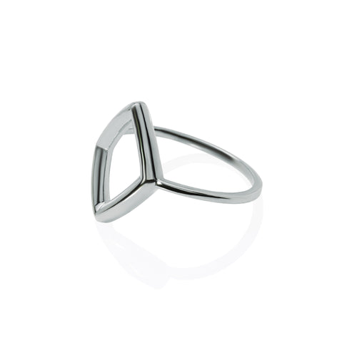 Side view of Compass Ring in White Gold