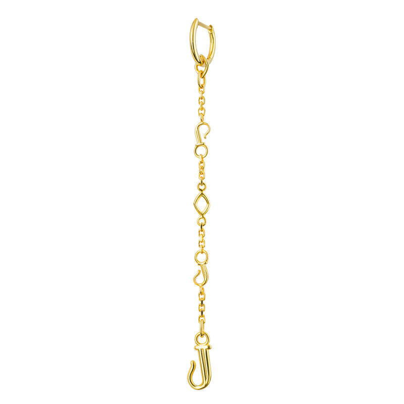 Front view of 9ct Gold Discovery Dangle Charm with Classic Hoop Earring - Juraster