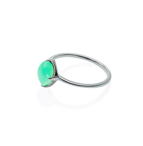 Side view of Lodestone Ring - Chrysoprase & White Gold