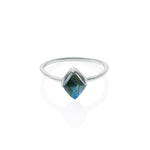 Front view of Lodestone Ring - Labradorite & White Gold