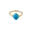 A front-view image of Juraster’s 9ct Gold Stacking Ring in Persian Blue Turquoise, Lodestone, crafted from Fairmined 9ct yellow gold and a hand-cut turquoise gemstone.