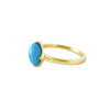 A side-view image of Juraster’s 9ct Gold Stacking Ring in Persian Blue Turquoise, Lodestone, crafted from Fairmined 9ct yellow gold and a hand-cut turquoise gemstone.