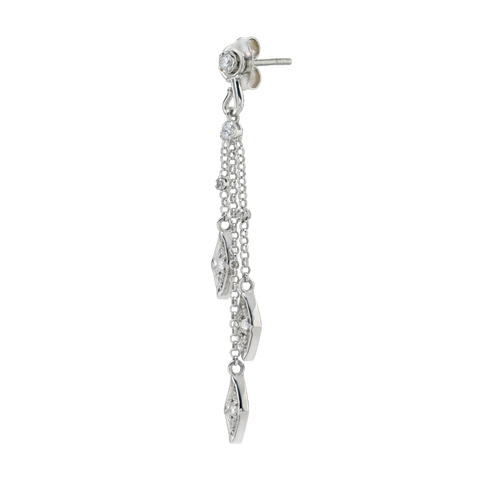 9ct White Gold Diamond Pavé Tassel Earring Charm, Palace