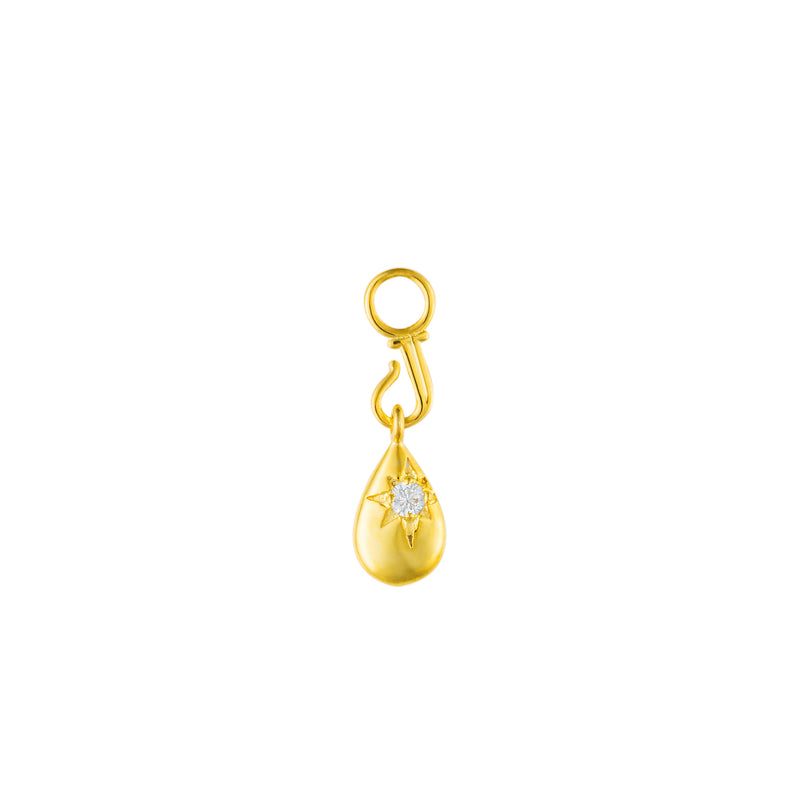 Image of Star-Drop Charm with Diamond - Gold