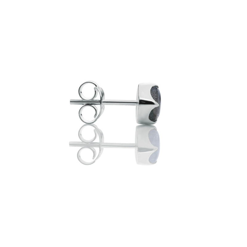 Side view of Adventure Stud with Labradorite - White Gold