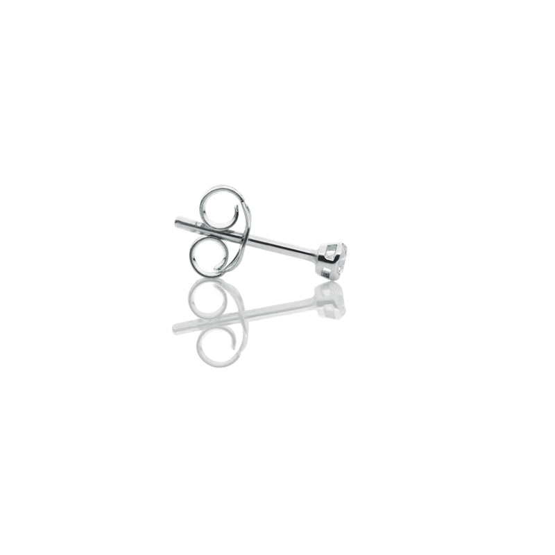 Side view of Light-Ray Diamond Stud in White Gold