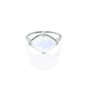 Front view of 9ct white gold rainbow moonstone ring - Juraster