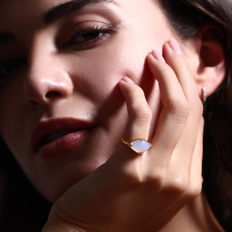 Talisman, Blue Chalcedony Fairmined Gold Vermeil Ring