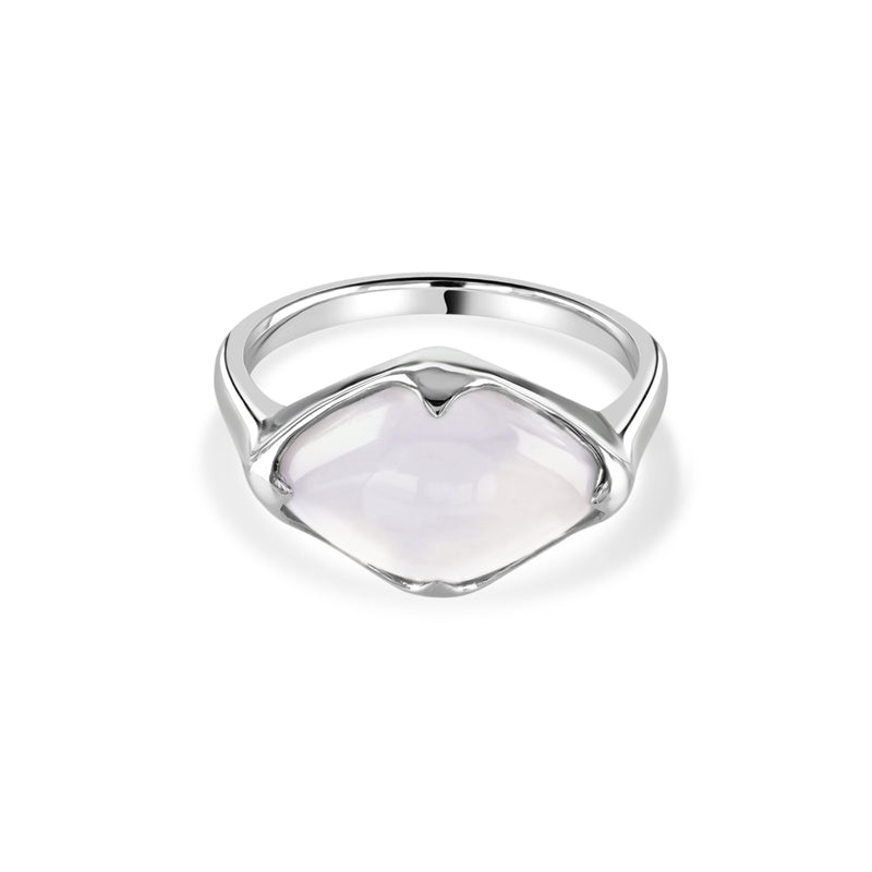 Talisman, White Chalcedony Fairmined Silver Ring