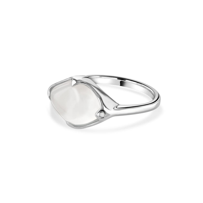 Talisman, White Chalcedony Fairmined Silver Ring