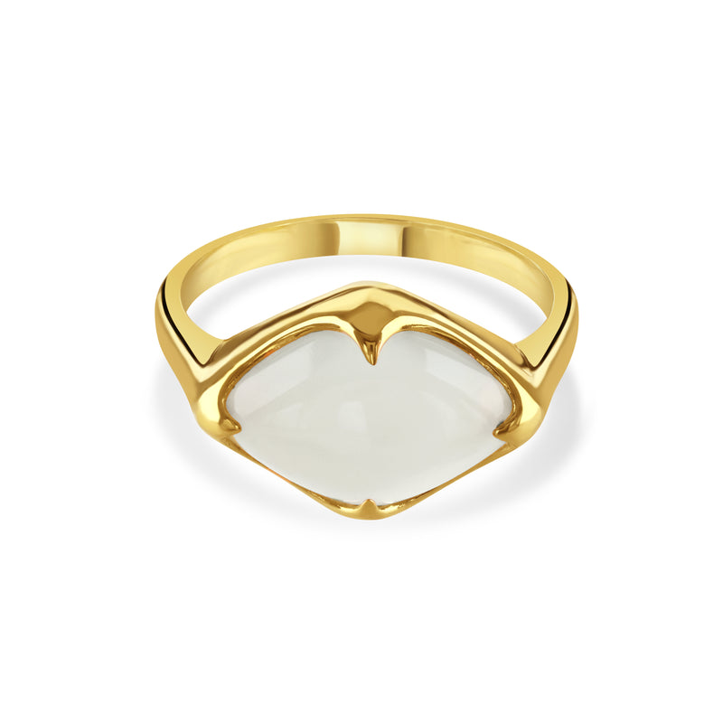 Talisman, White Chalcedony Fairmined Gold Vermeil Ring