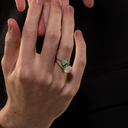 Image of Lodestone Ring - Chrysoprase & White Gold