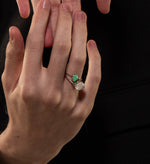 Image of 14ct White Gold Talisman Natural Moonstone Ring with Stacking Green Lodestone Ring - Juraster