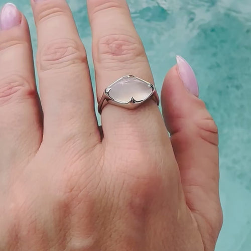 White Chalcedony Fairmined Silver Ring