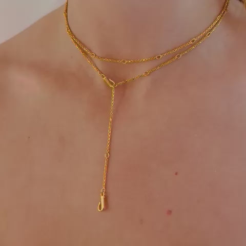 Video of 9ct Gold Lariat Transformable Necklace, Wayfarer - Juraster